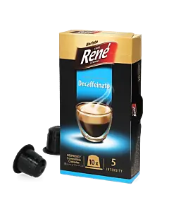 Caf&eacute; Ren&eacute; Espresso Decaffeinato package and capsule for Nespresso&reg;