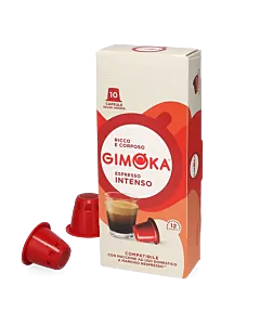 Gimoka Espresso Intenso package and capsule for Nespresso
