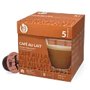 Kaffekapslen Café Au Lait package and capsule for Dolce Gusto