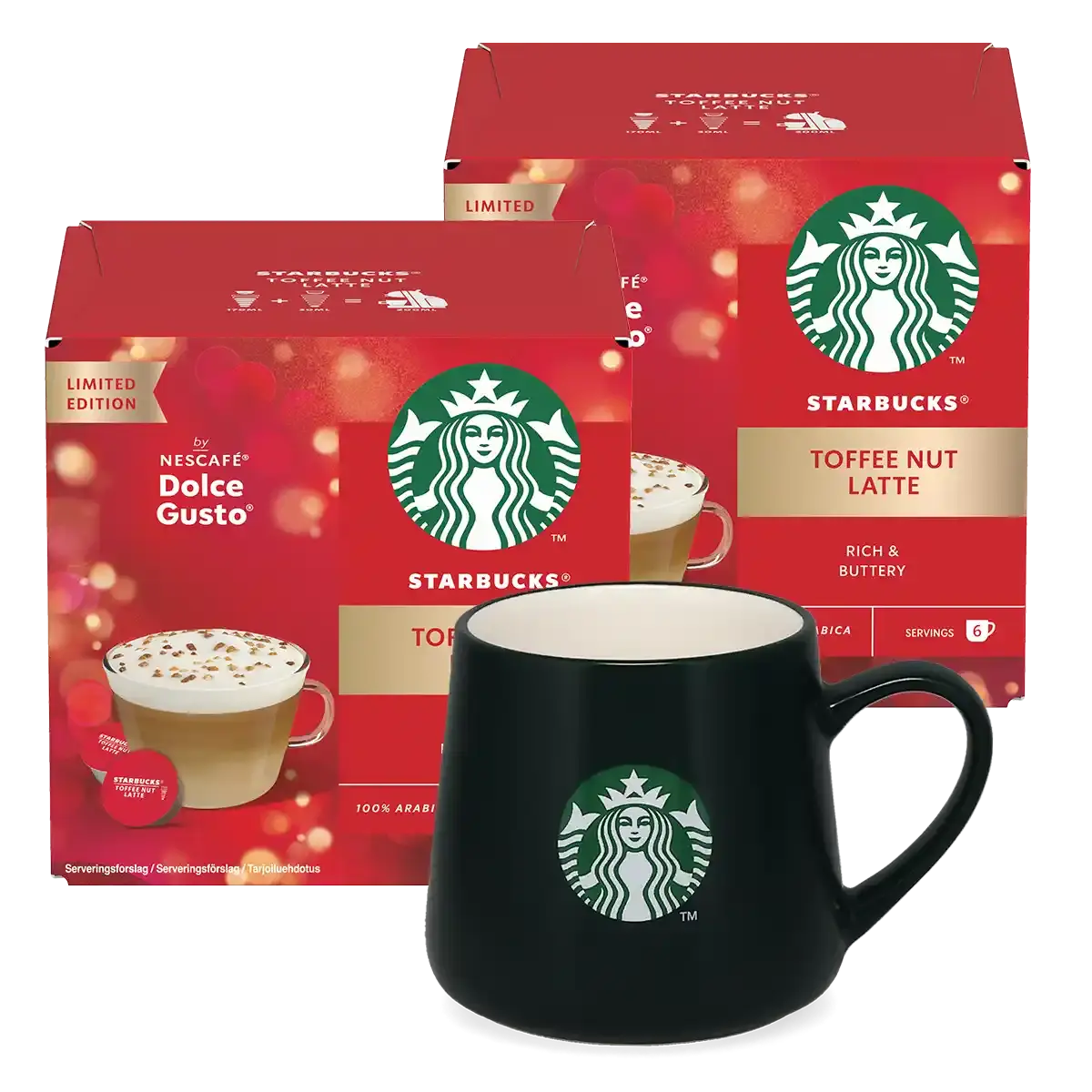 Toffee Nut Latte + tummanvihreä mukipaketti