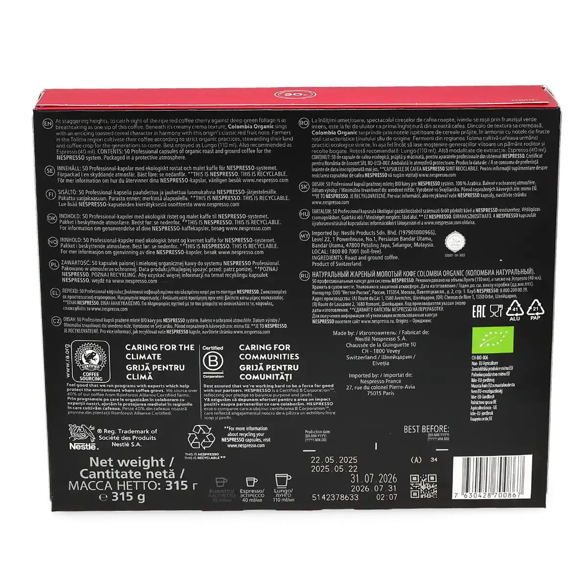 Colombia\u0020Organic\u0020\u002D\u0020Nespresso\u00AE\u0020Professional
