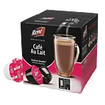 Café René Café Au Lait package and capsule for Dolce Gusto
