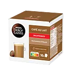 Nescafé Café au Lait Decaf package and capsule for Dolce Gusto