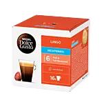 Nescafé Lungo Decaffeinato package and capsule for Dolce Gusto